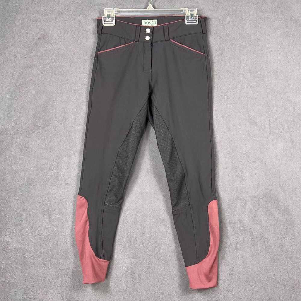 Dover Saddlery Wellesley Classic Piped Full Seat Riding Breeches Charcoal Sz 24